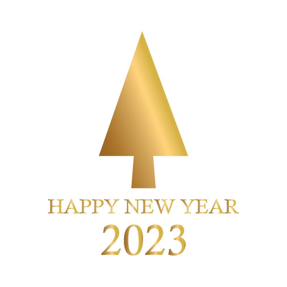 Abstract golden christmas tree, holiday symbol xmas, new year 2023 - Vector