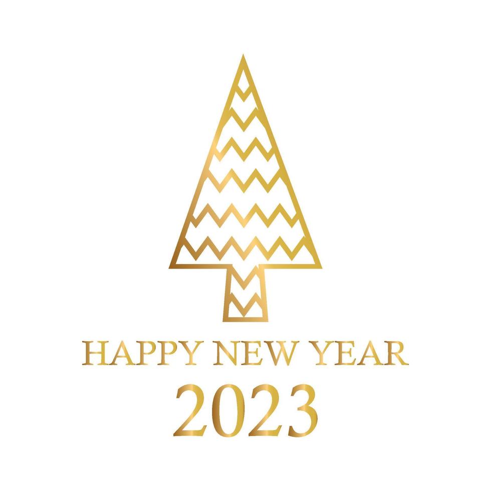 Abstract golden christmas tree, holiday symbol xmas, new year 2023 - Vector
