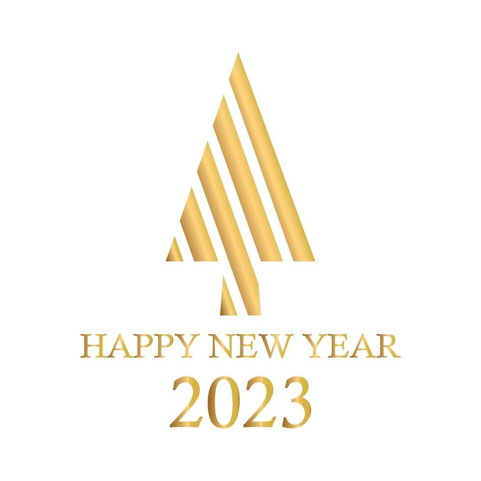 Abstract golden christmas tree, holiday symbol xmas, new year 2023 - Vector
