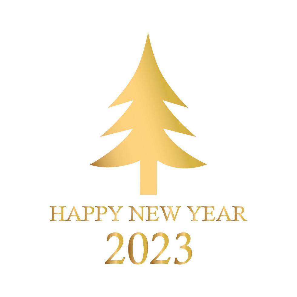 Abstract golden christmas tree, holiday symbol xmas, new year 2023 - Vector