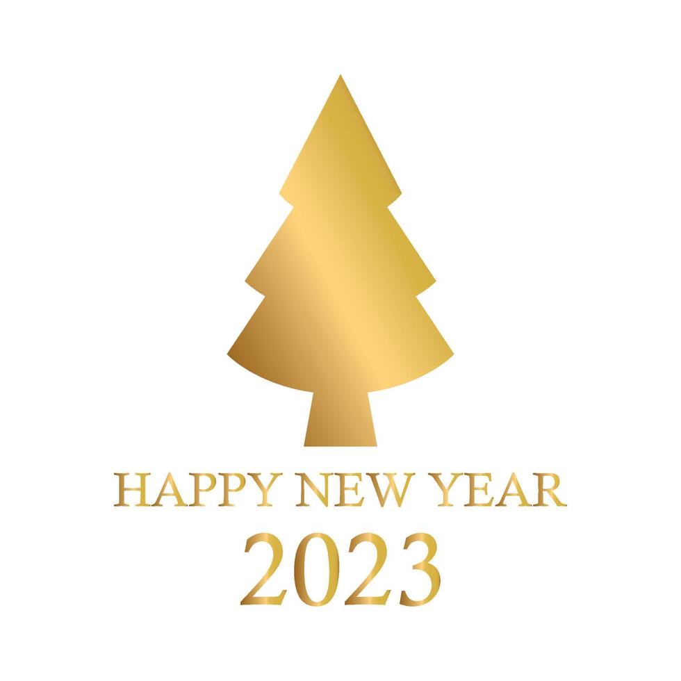 Abstract golden christmas tree, holiday symbol xmas, new year 2023 - Vector