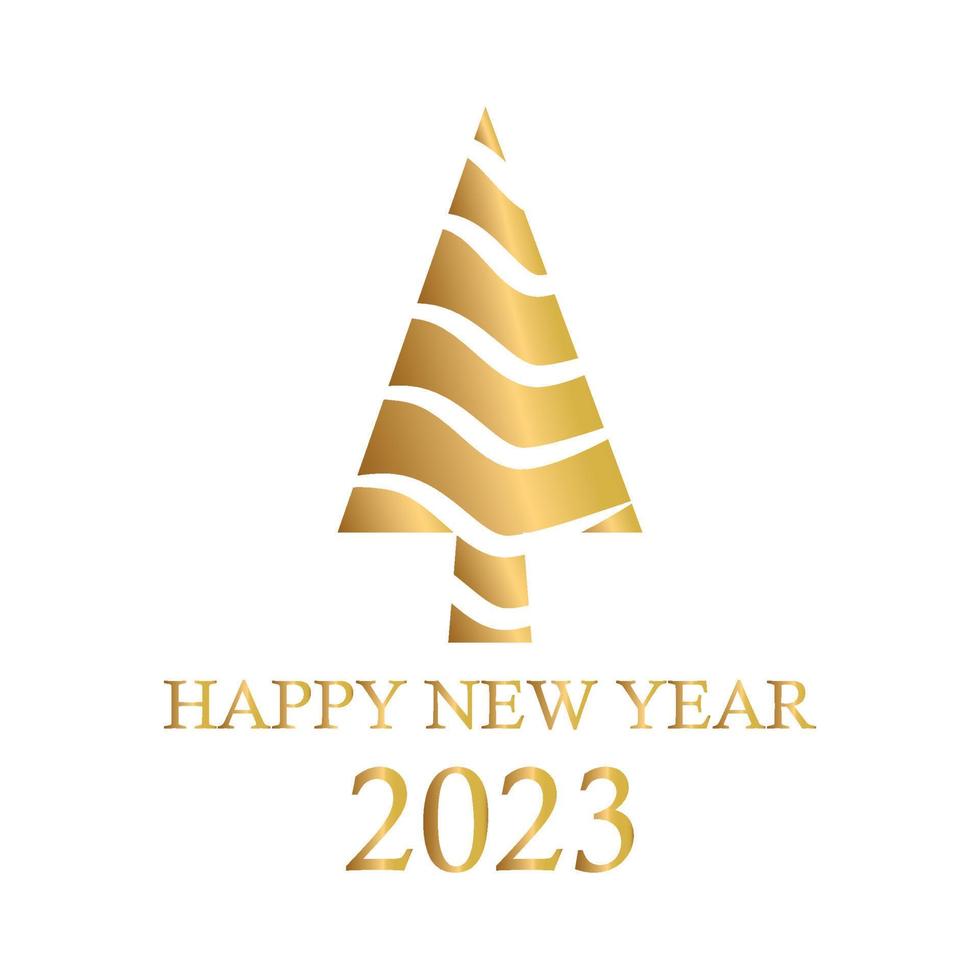 Abstract golden christmas tree, holiday symbol xmas, new year 2023 - Vector