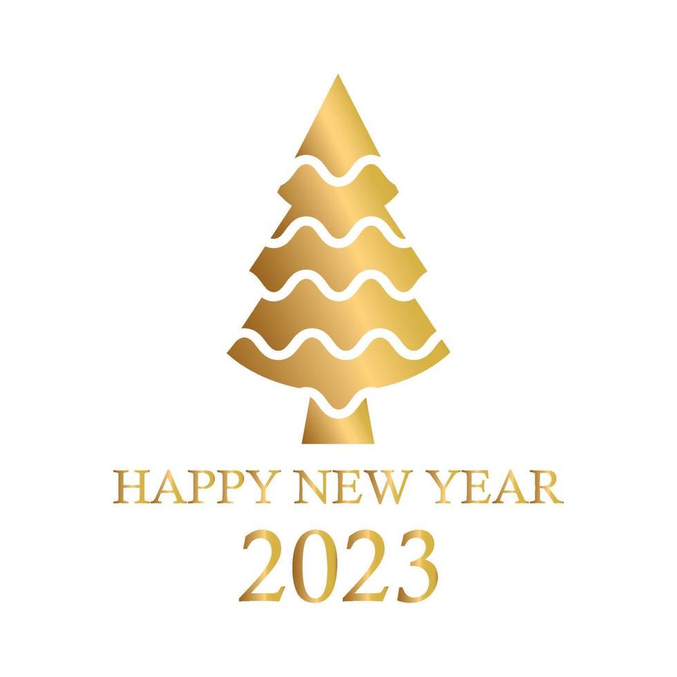 Abstract golden christmas tree, holiday symbol xmas, new year 2023 - Vector