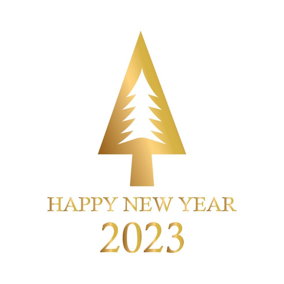 Abstract golden christmas tree, holiday symbol xmas, new year 2023 - Vector