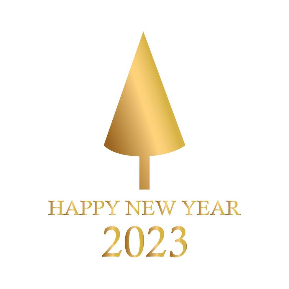 árbol de navidad dorado abstracto, símbolo de vacaciones navidad, año nuevo 2023 - vector