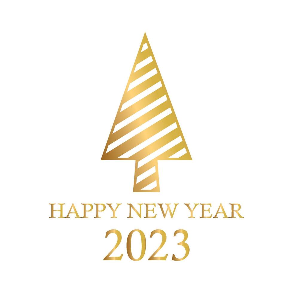 Abstract golden christmas tree, holiday symbol xmas, new year 2023 - Vector