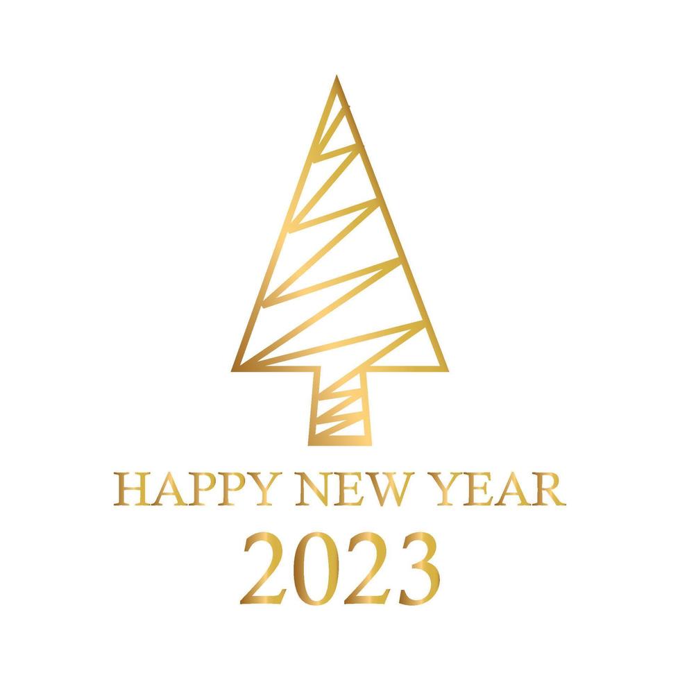 Abstract golden christmas tree, holiday symbol xmas, new year 2023 - Vector