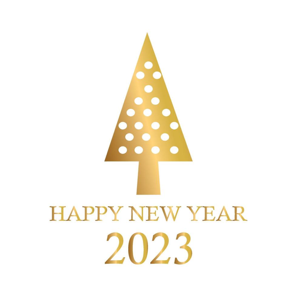 Abstract golden christmas tree, holiday symbol xmas, new year 2023 - Vector