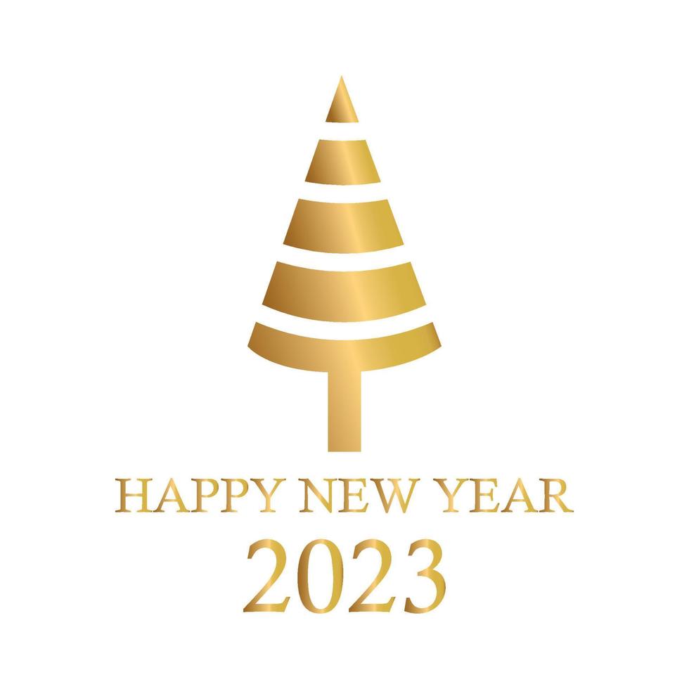 Abstract golden christmas tree, holiday symbol xmas, new year 2023 - Vector