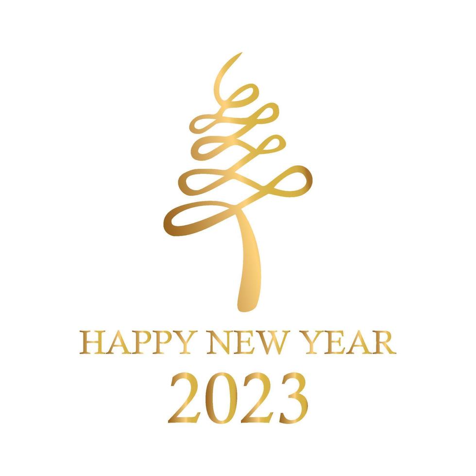 Abstract golden christmas tree, holiday symbol xmas, new year 2023 - Vector