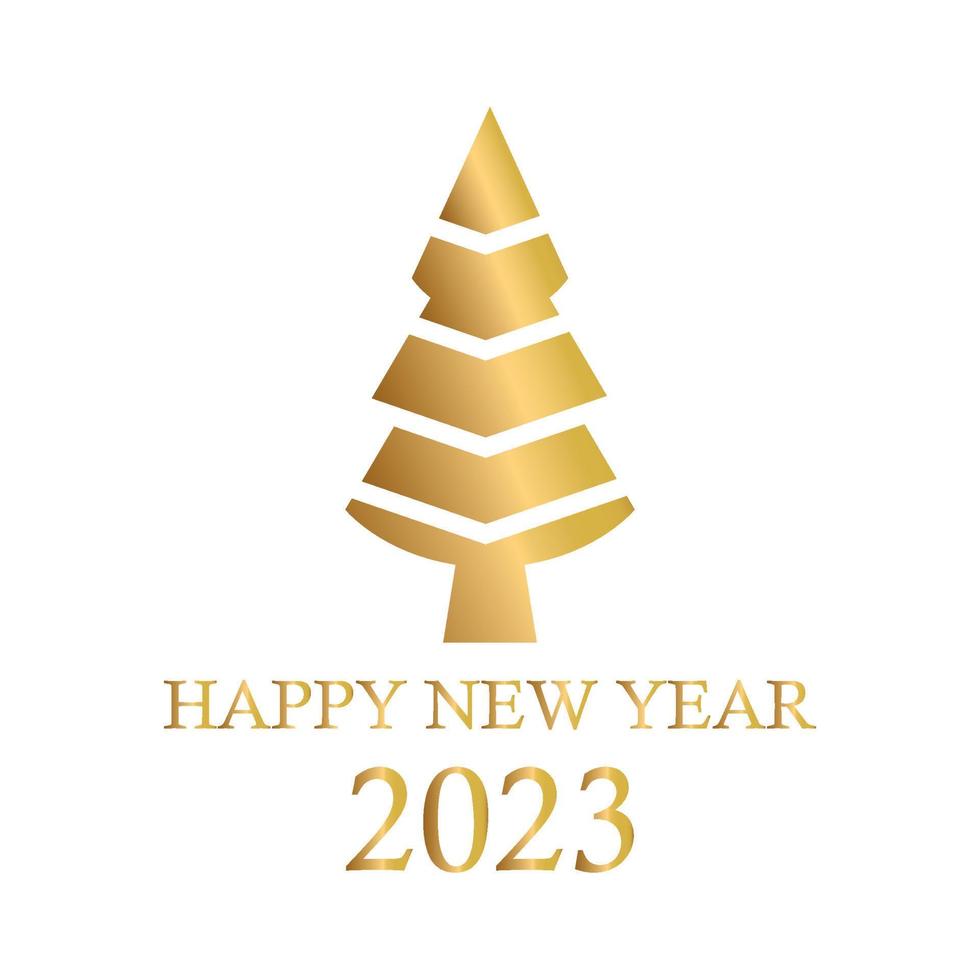 Abstract golden christmas tree, holiday symbol xmas, new year 2023 - Vector