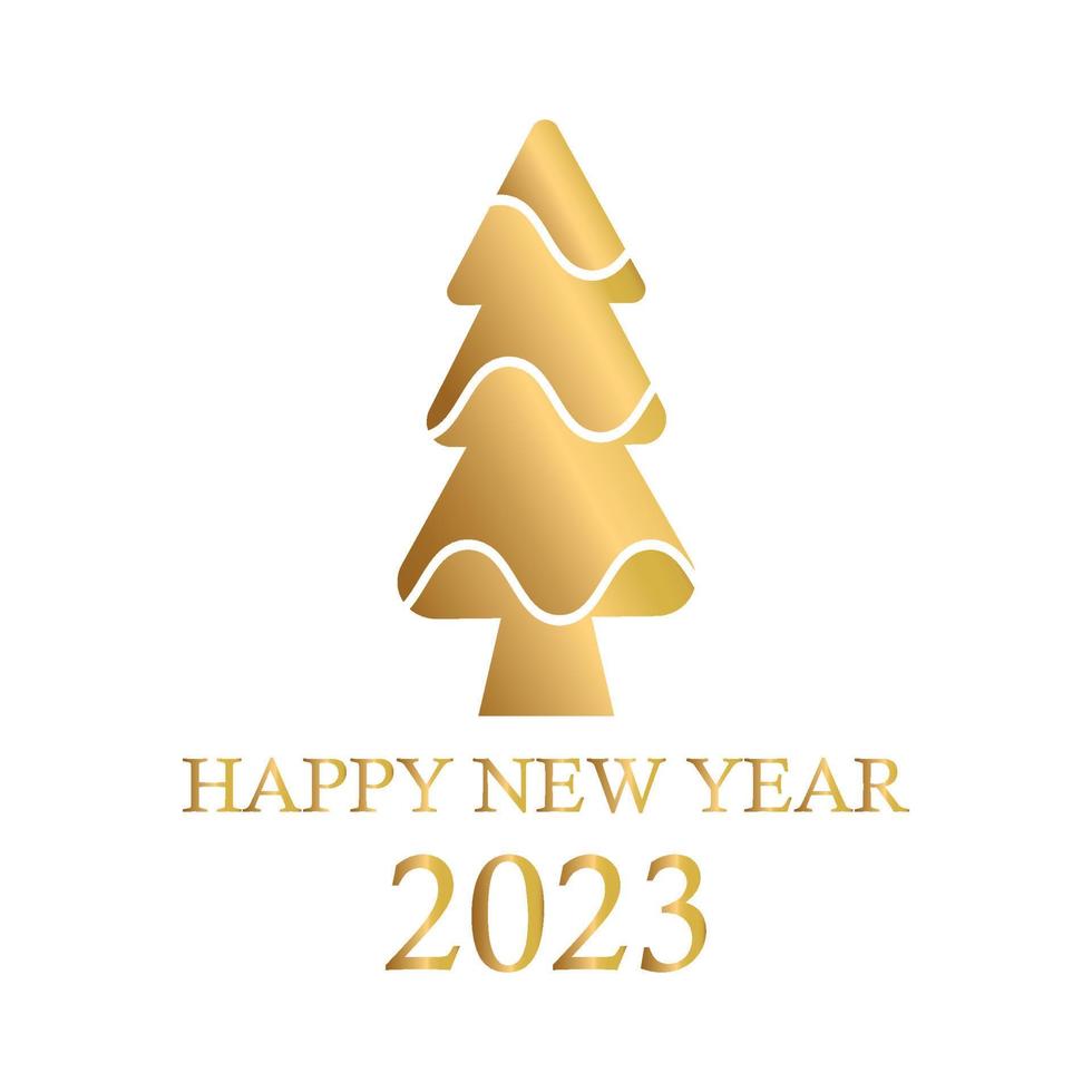 Abstract golden christmas tree, holiday symbol xmas, new year 2023 - Vector