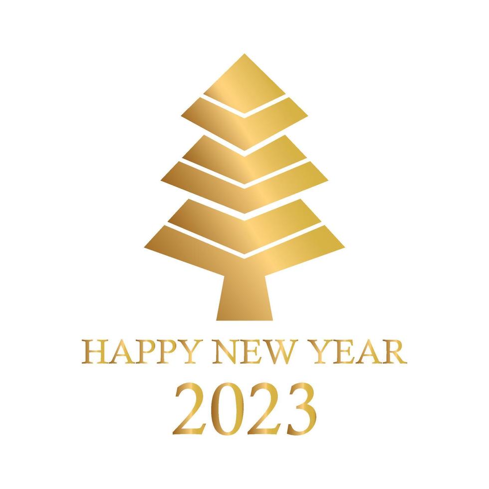 Abstract golden christmas tree, holiday symbol xmas, new year 2023 - Vector
