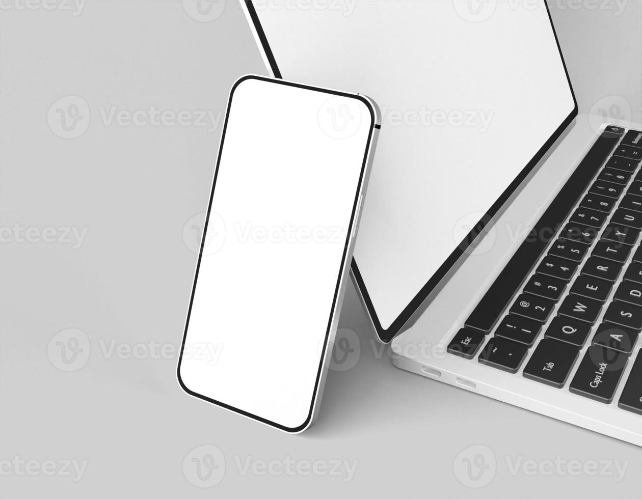 Macbook pro with smartphone website presentation mockup photo