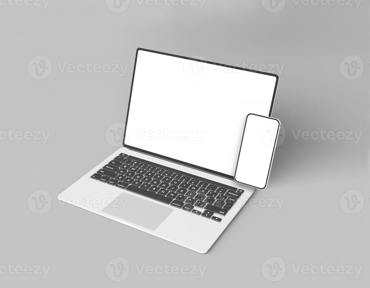 Macbook pro with smartphone website presentation mockup photo