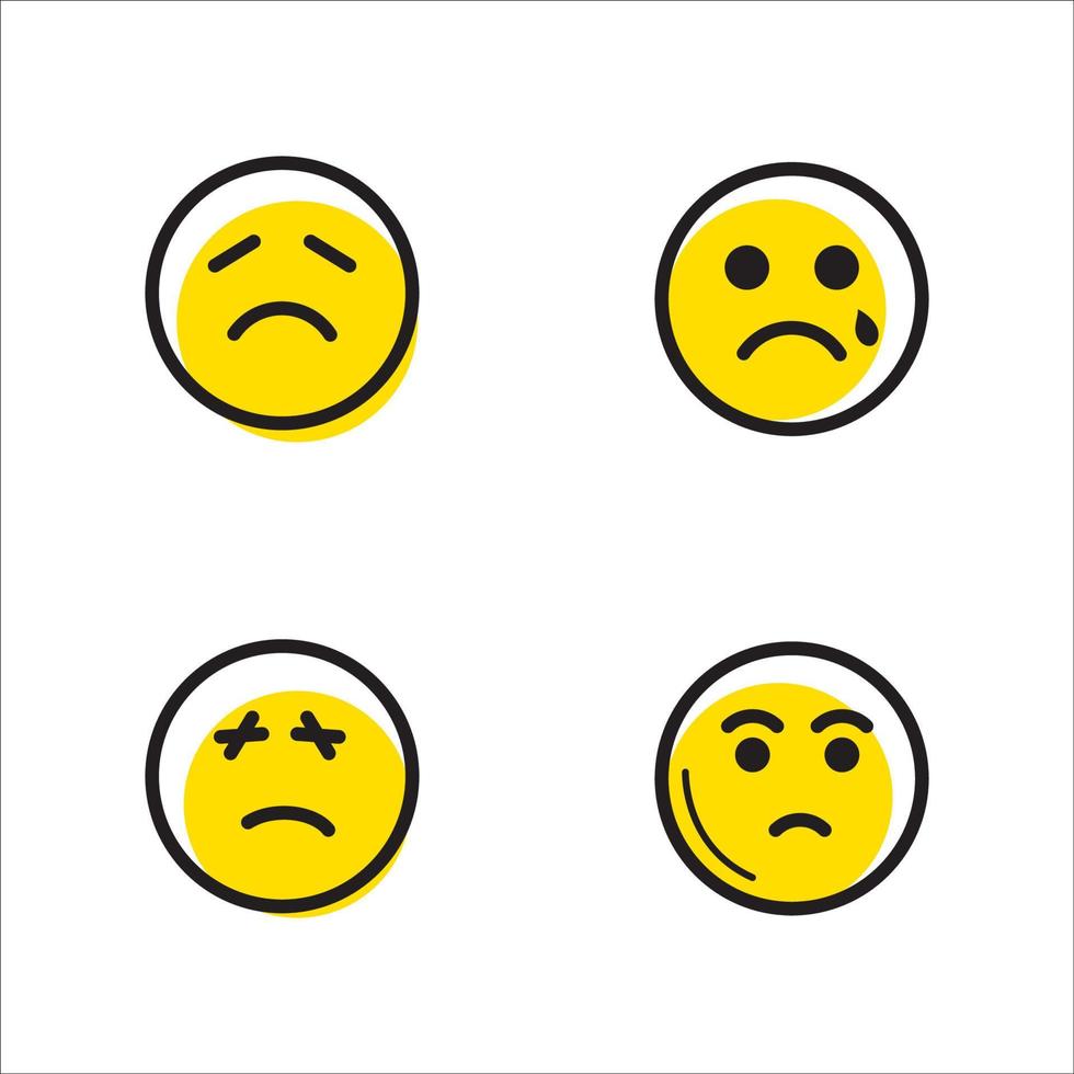 Ilustración de diseño de icono de vector de emoción triste