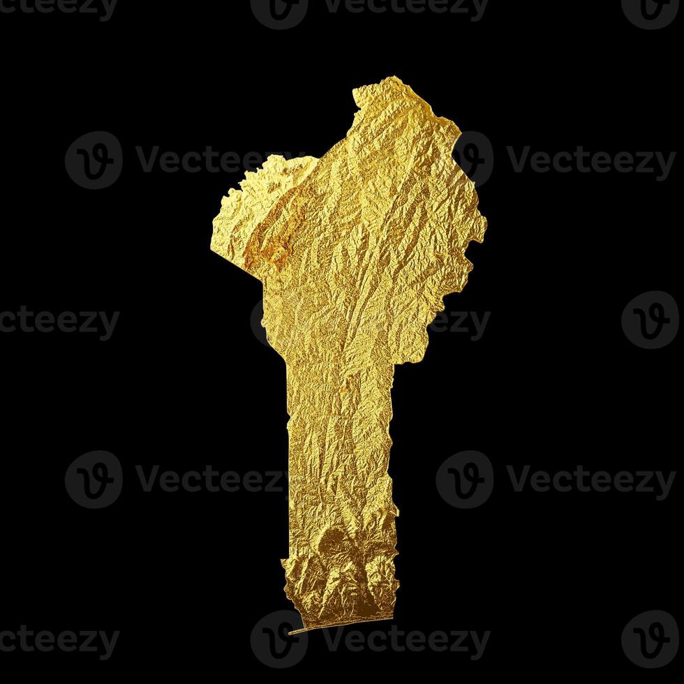 Benin Map Golden metal Color Height map Background 3d illustration photo