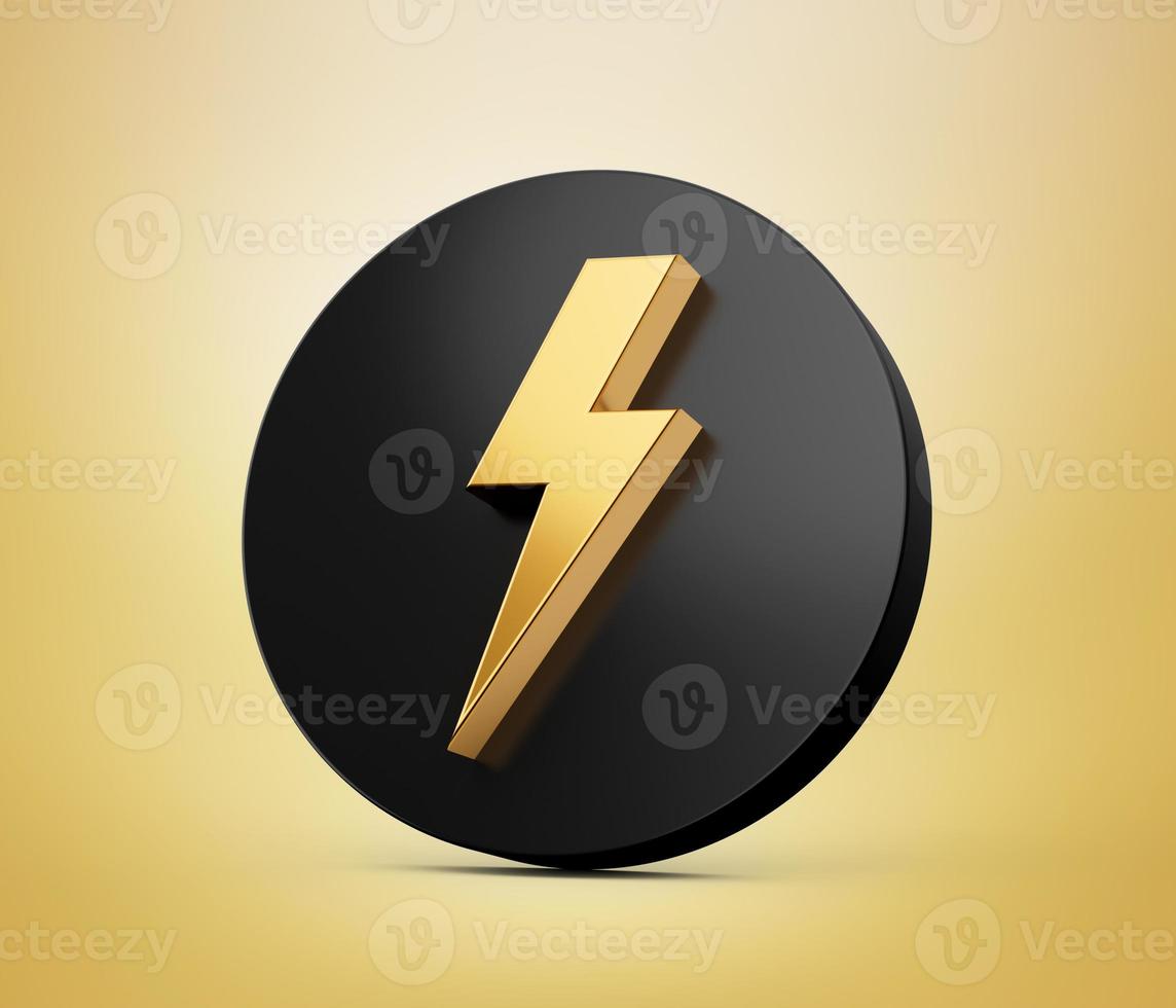 lightning icon logo 3d illustration simple bolt icon photo