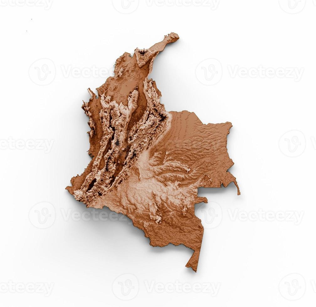 Map of Colombia in old style, brown graphics in a retro style Vintage Style. High detailed 3d illustration photo