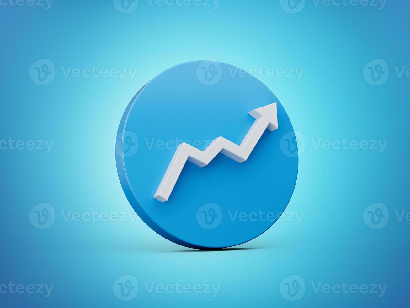 Blue growth arrow 3d icon isolated background 3d illustration photo