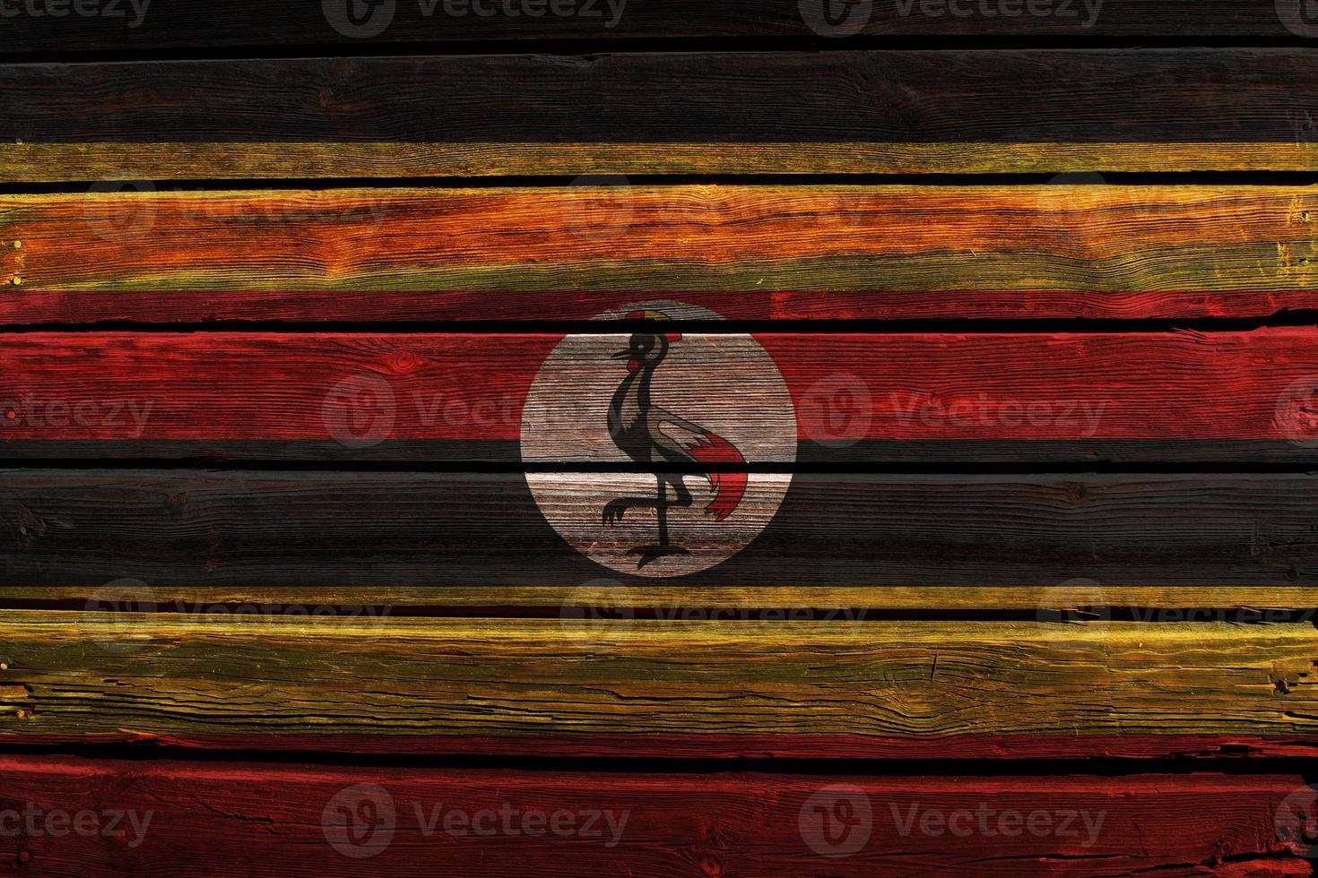 3d bandera de uganda en madera foto