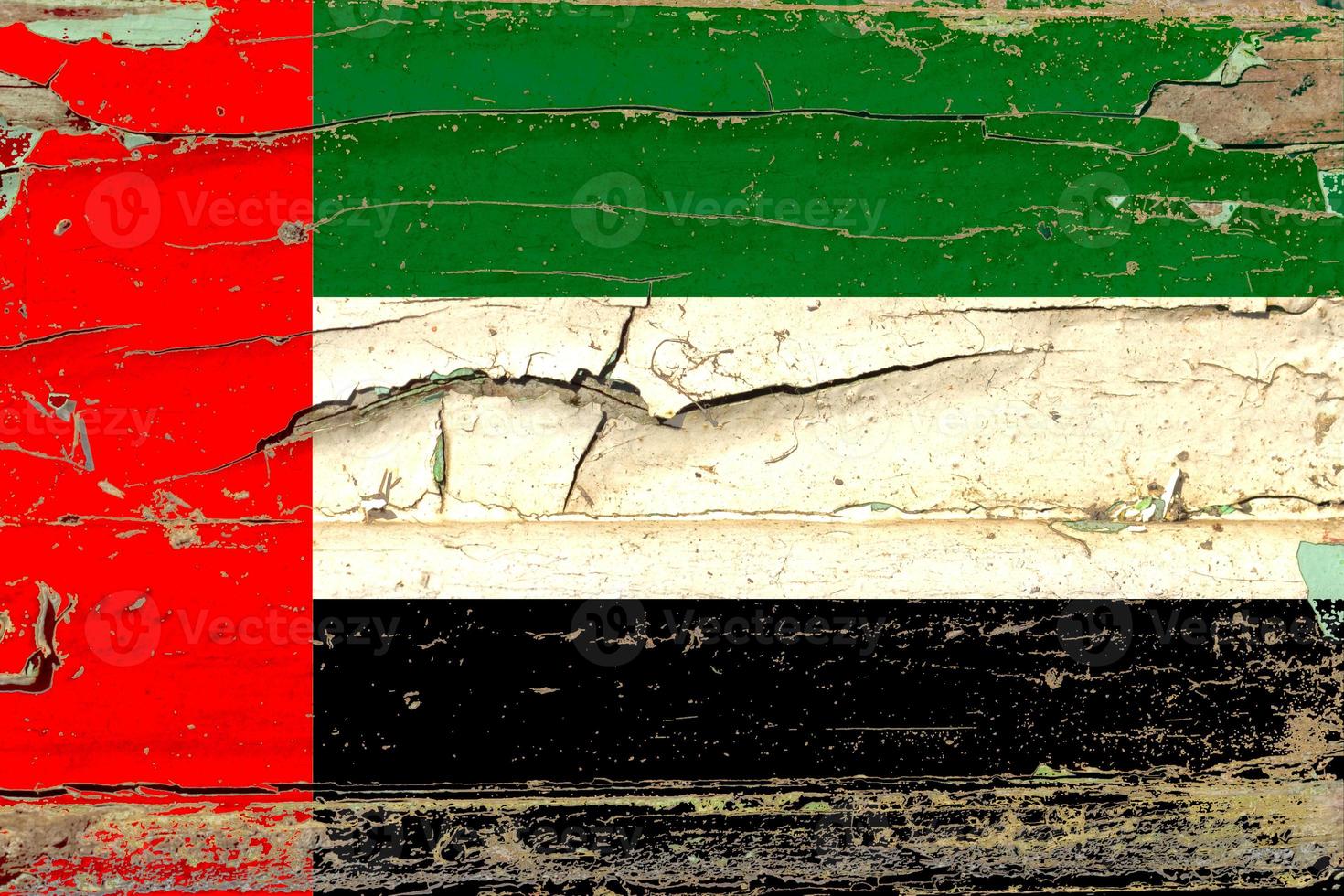 3D Flag of United Arab Emirates on wood photo