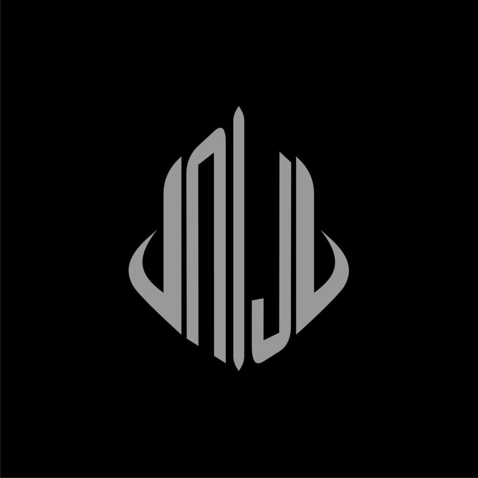 NJ initial monogram real estate with building design vector