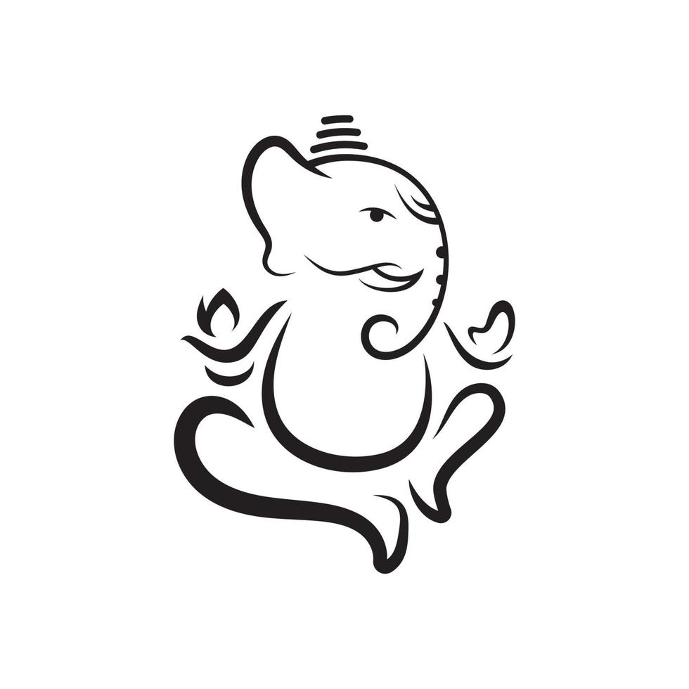 Ilustración de diseño de icono de vector de ganesha