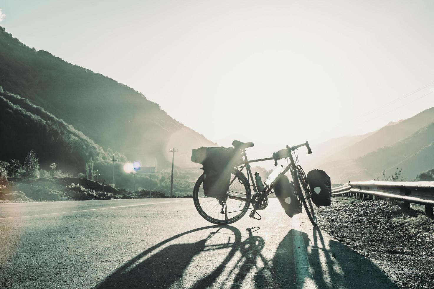 touring bicycle on the road photo