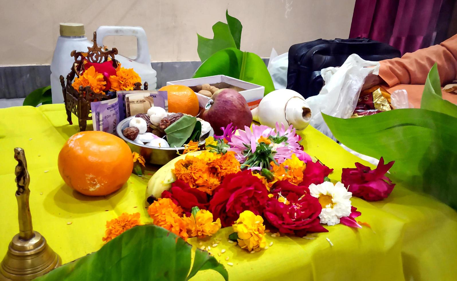 Horizontal shot of a corner decorated with objects of eastern culture photo