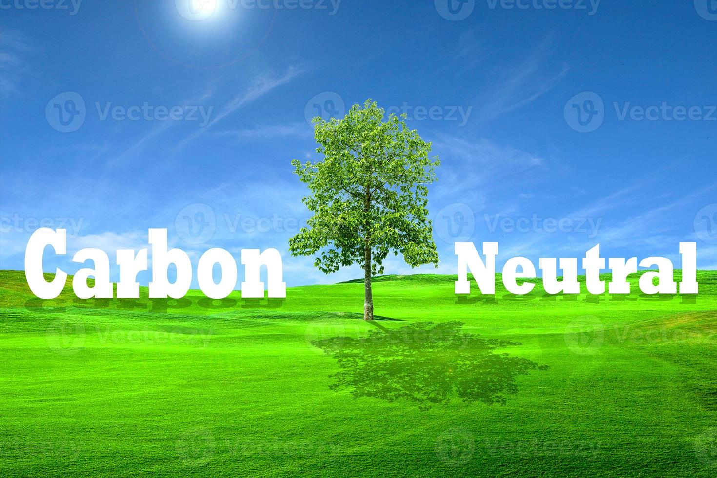 concepto de reducción de carbono neutral para prevenir el calentamiento global foto