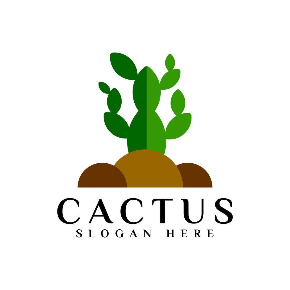 concepto de diseño del logotipo de la planta de cactus. plantilla de diseño de logotipo plano de cactus vector