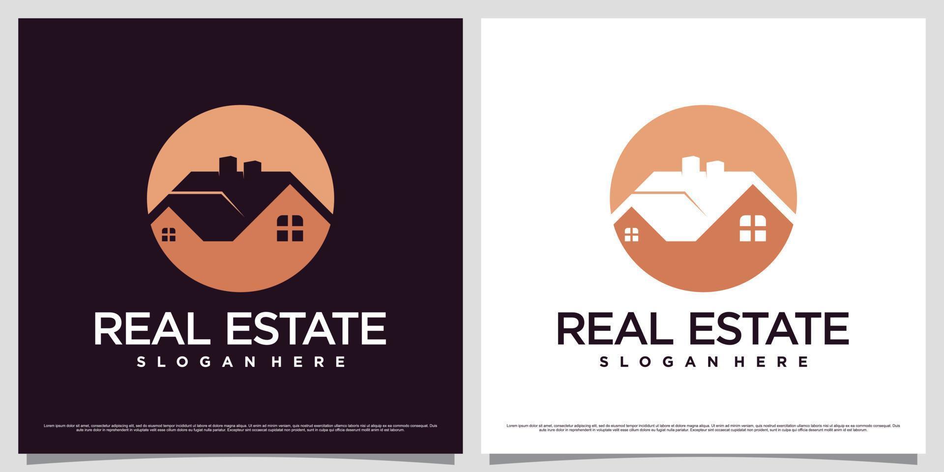 inspiración para el diseño del logotipo inmobiliario con concepto de espacio negativo y elemento creativo vector