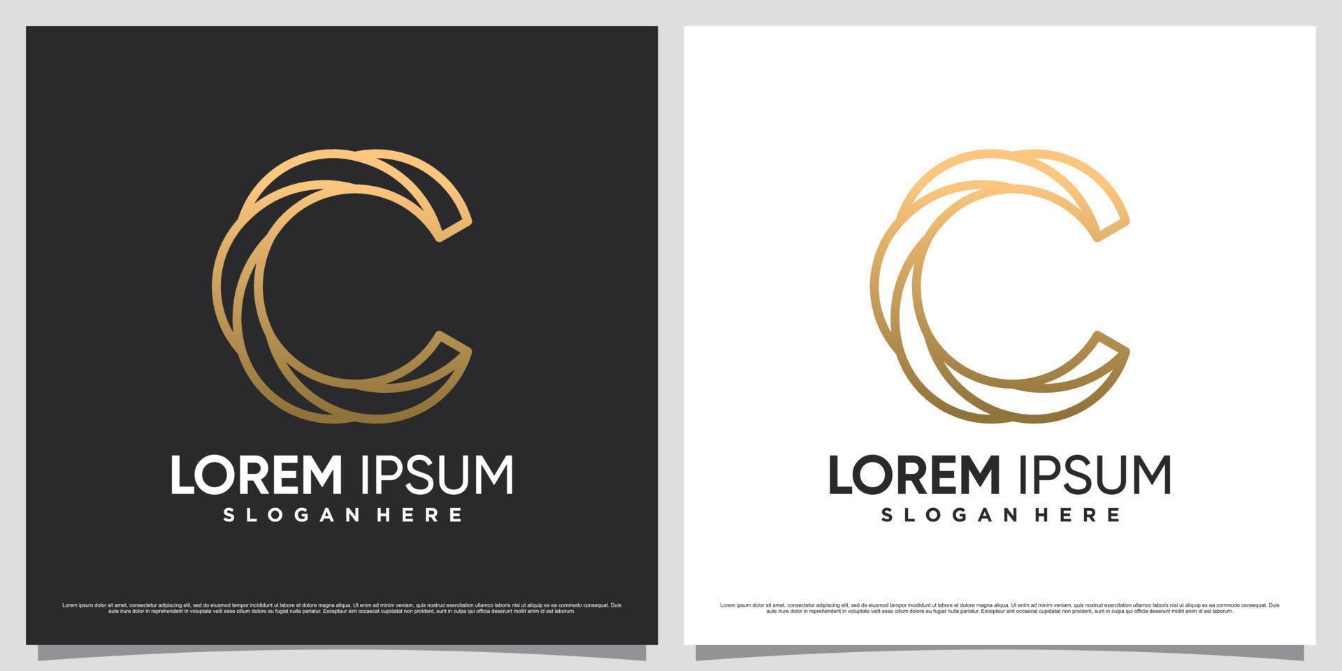 diseño de logotipo de letra c inicial para icono de negocio con estilo de arte de línea y elemento creativo vector