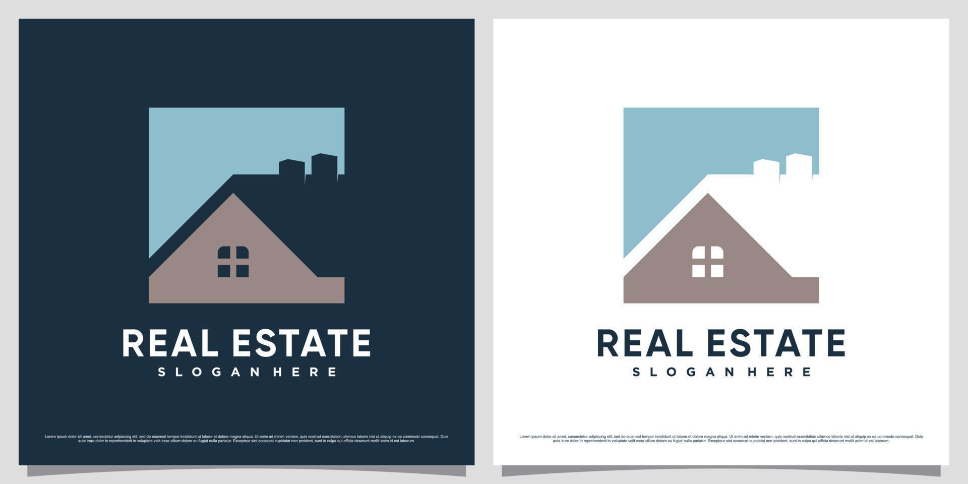 Real estate logo design inspiration with negative space concept and creative element vector