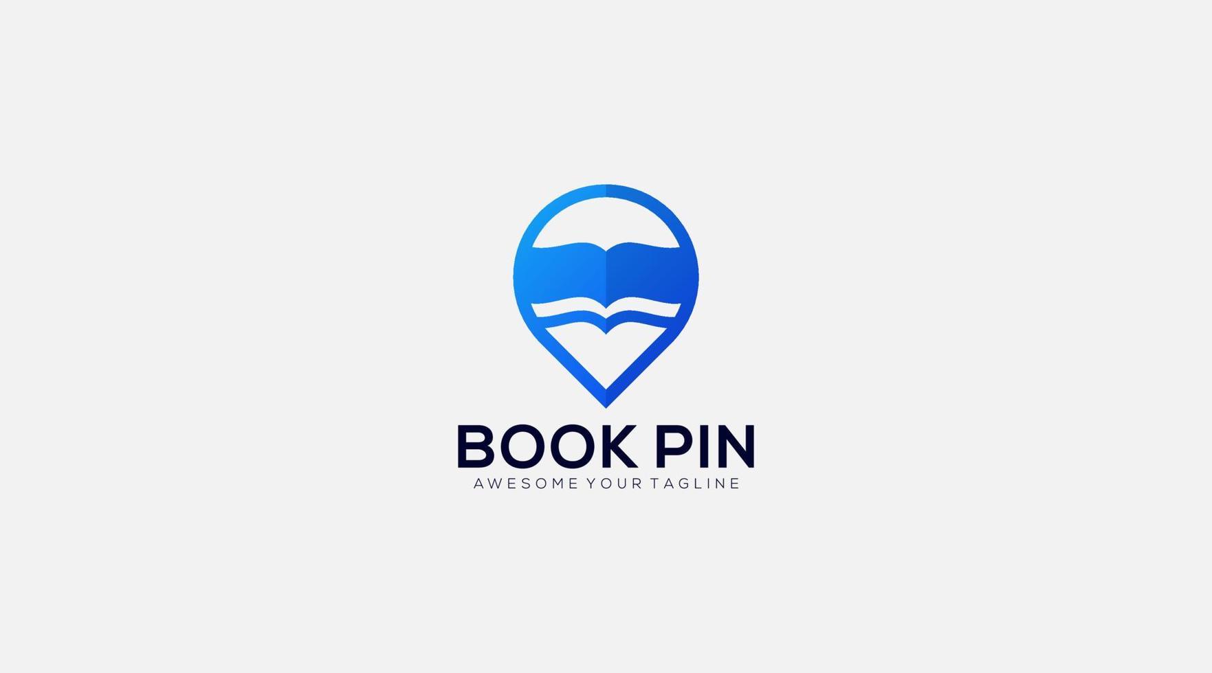 plantilla de logotipo de libro de pin de mapa, diseño de icono de ubicación de biblioteca vector