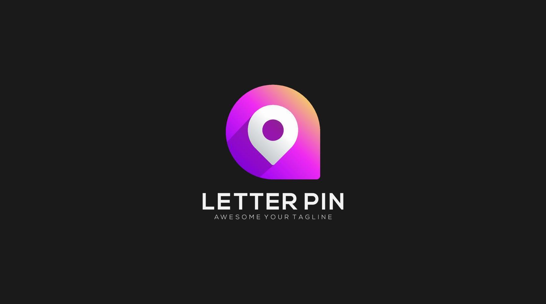 pin logo concepto signo icono símbolo diseño con letra a vector
