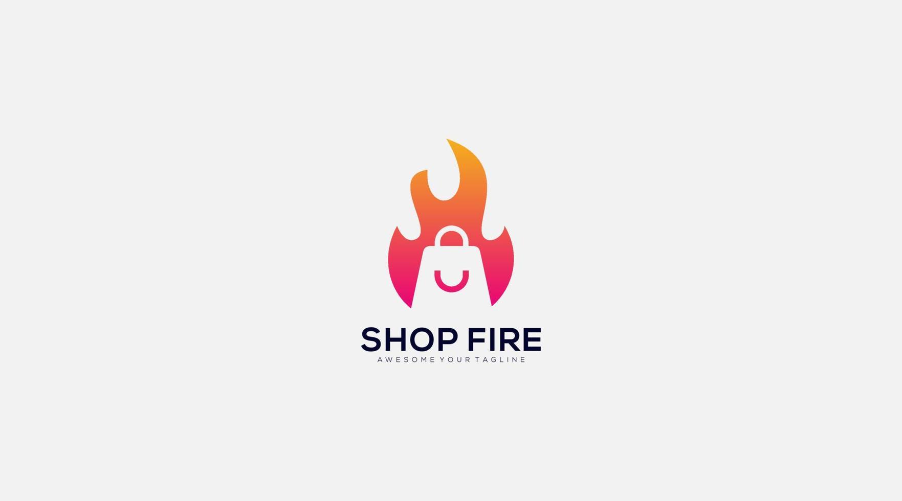 online shopping fire in bag Logo Design Vector