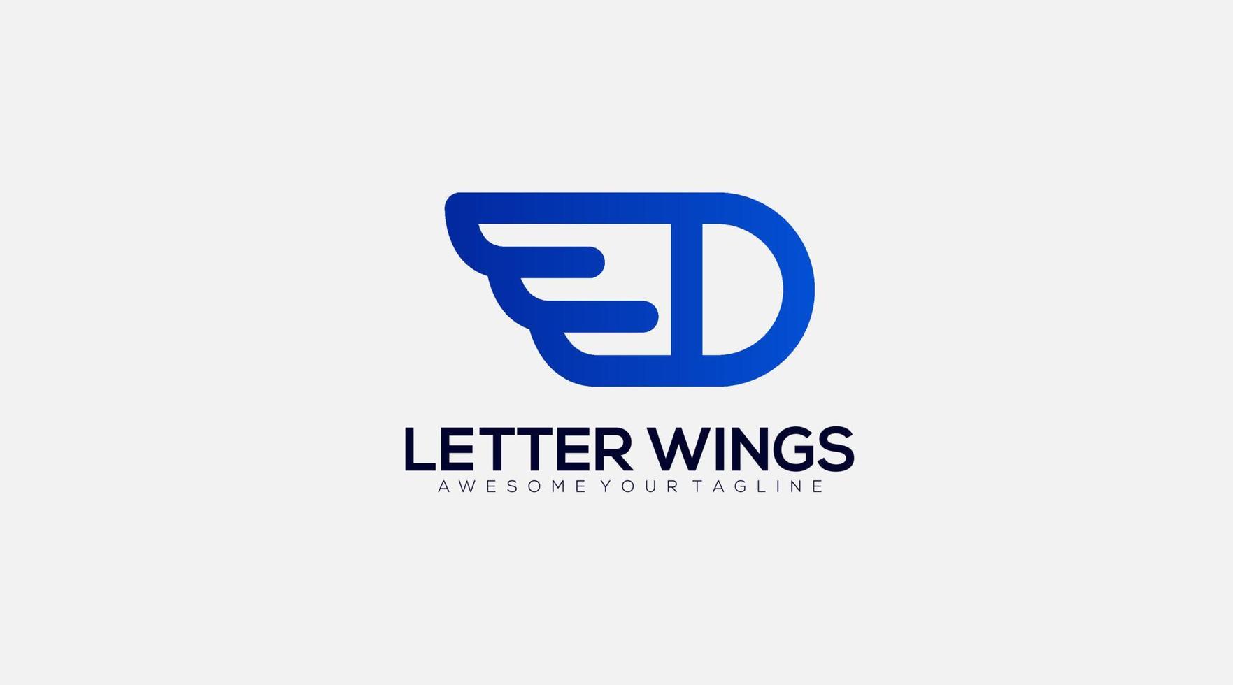 Letter D Wing logo template. Wings design element vector illustration