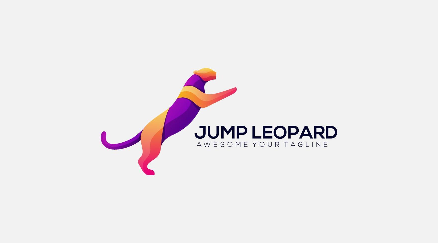 Ilustración de vector de diseño de logotipo de leopardo colorido