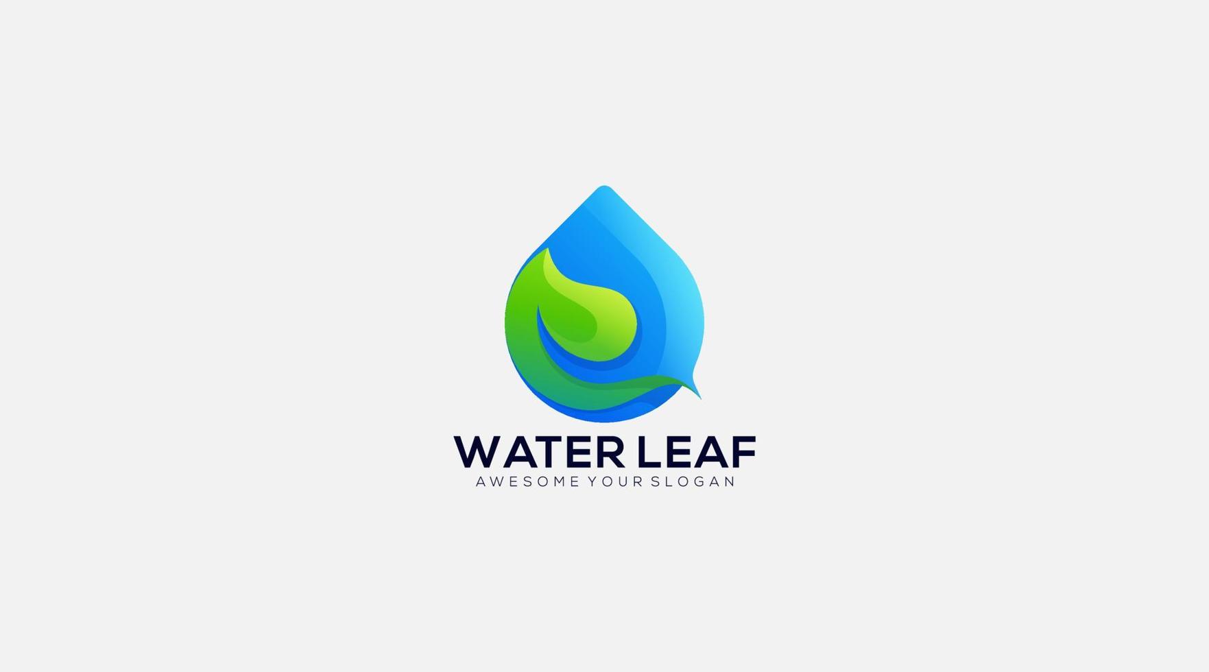 hoja verde con ilustración de diseño de logotipo de vector de gota de agua