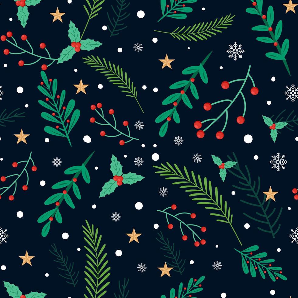 Christmas plants seamless pattern background vector