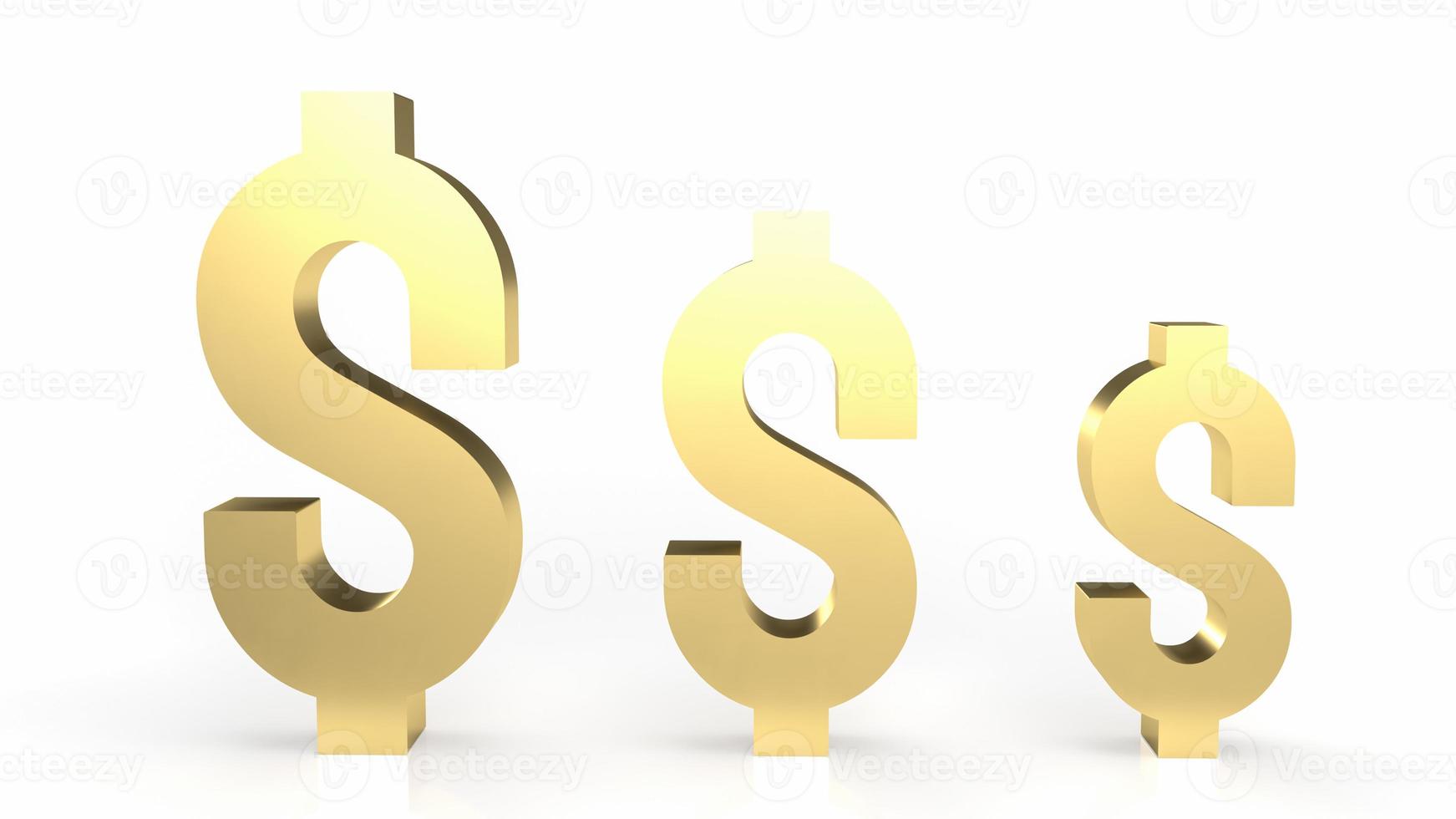 el símbolo del dólar de oro sobre fondo blanco para la representación 3d del concepto de negocio foto