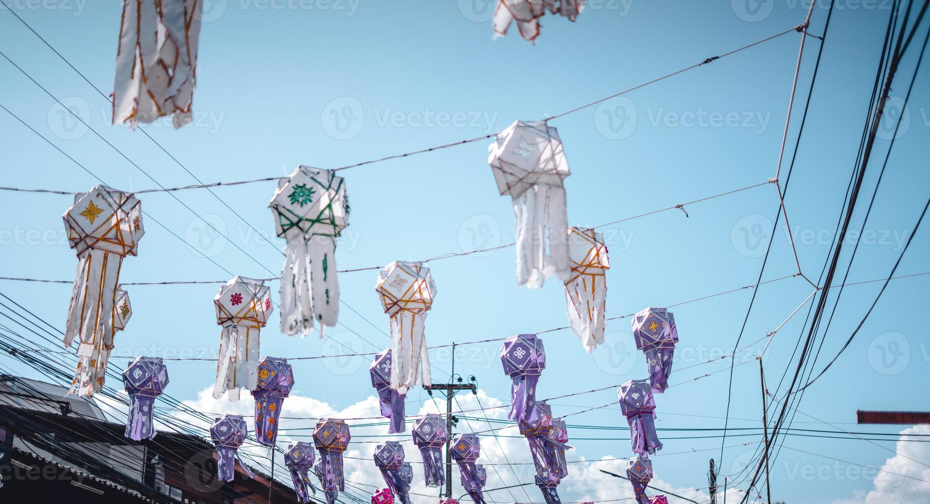 Lantern Festival in the sky at Pai Walking Street photo