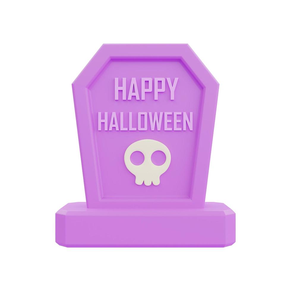 Happy Halloween with grave isolated on white background, traditional october holiday, 3d rendering. photo