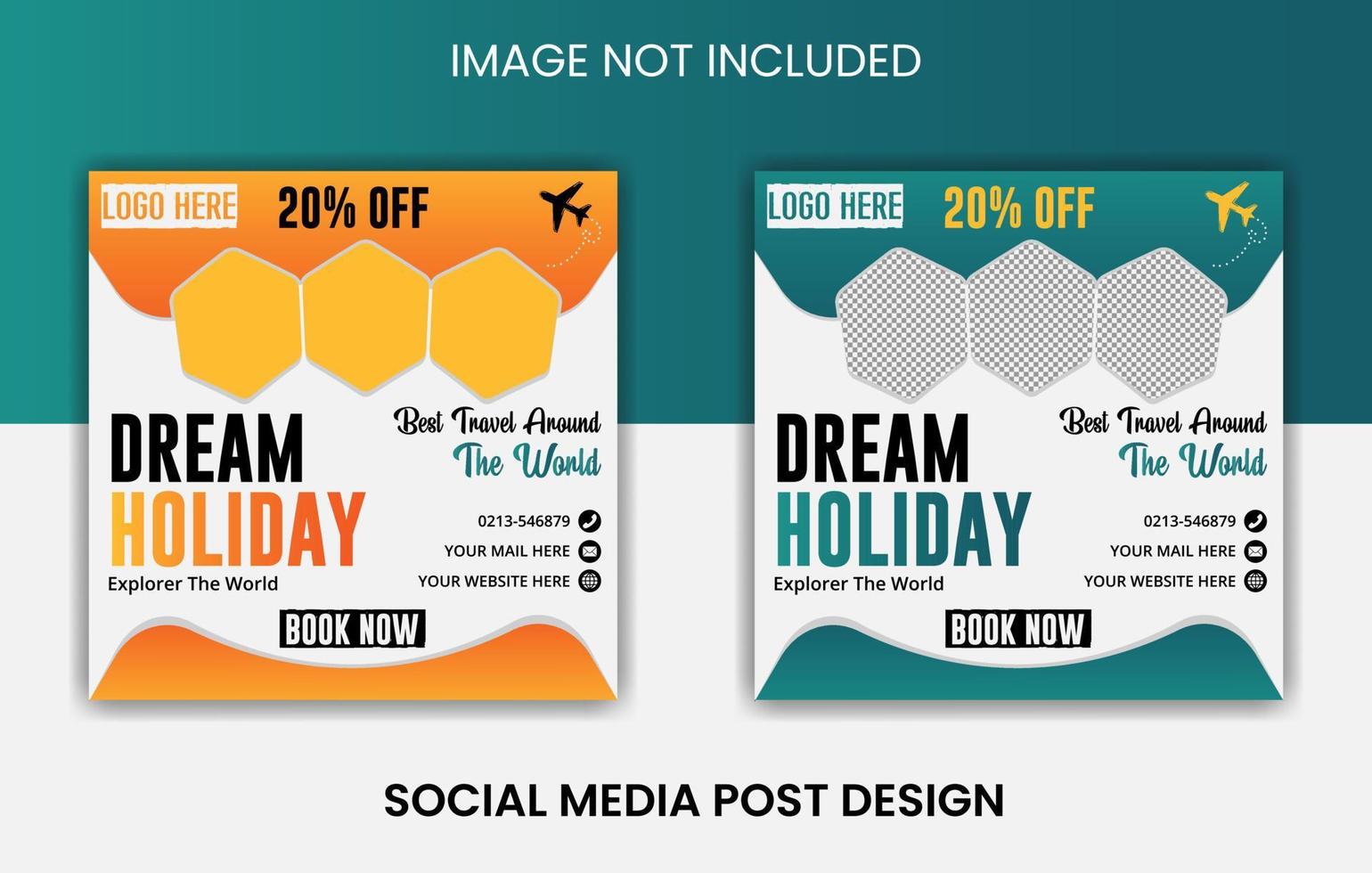 Creative Travelling social media post or web banner with color variation template, Smart brand products service post vector