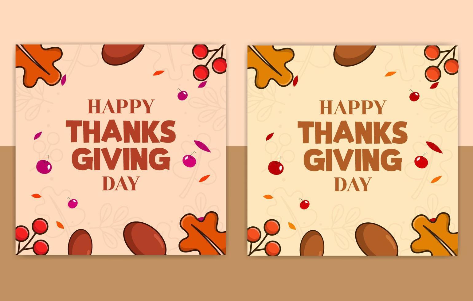 Happy Thanks Giving Day post Template, set of thanksgiving Social Media Post Designs, pumpkin illustration card, Trendy set of vector cards,  Thanksgiving Cards Collection