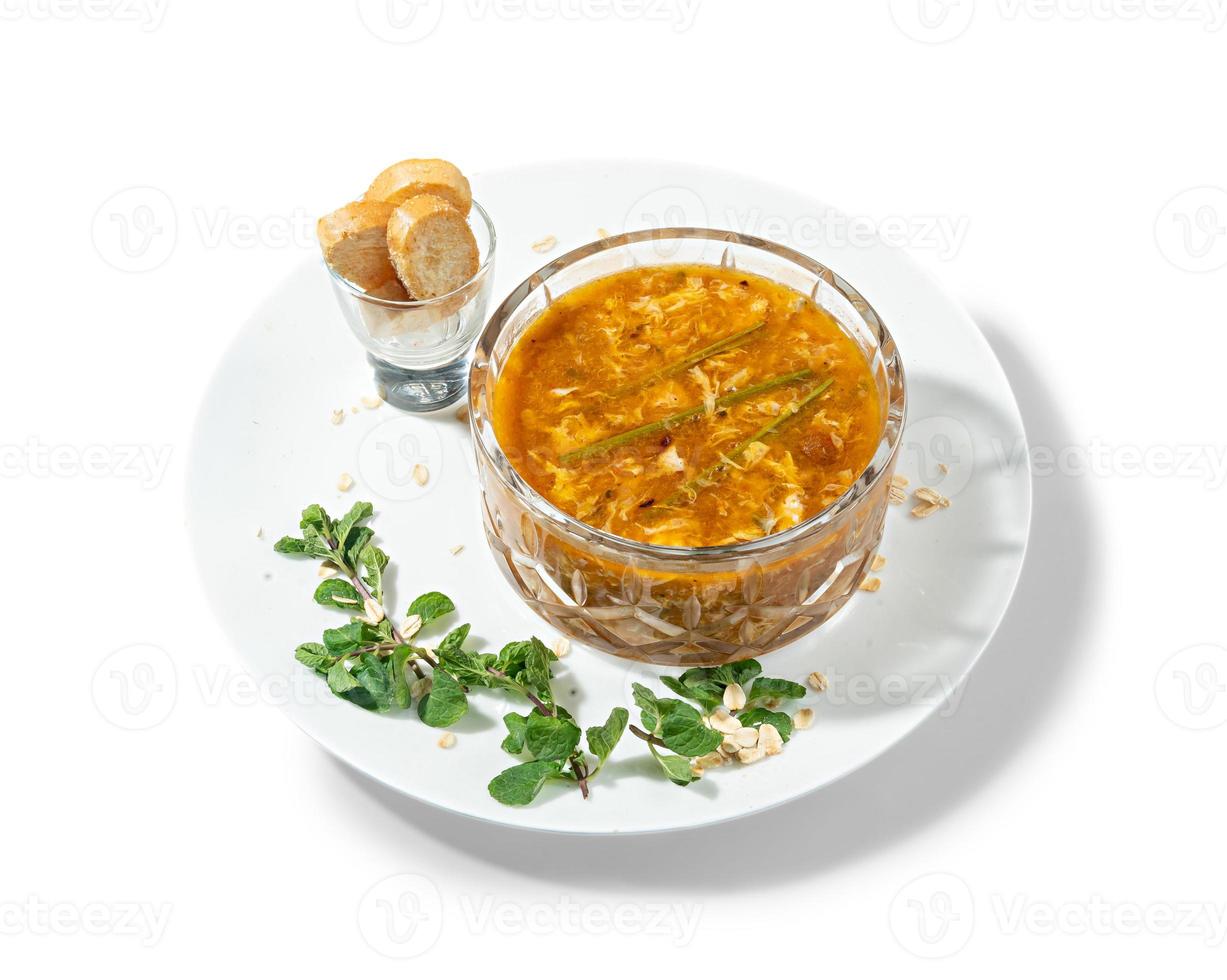 egg soup with mushroom and toast photo