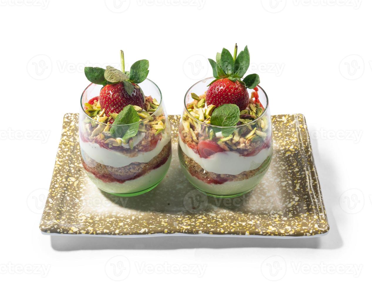 falooda with kulfi, rose syrup, and basil seeds photo