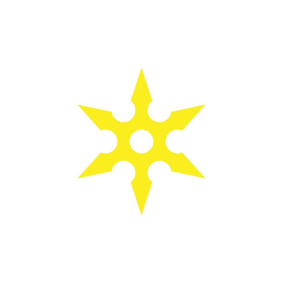 eps10 vector amarillo ninja shuriken estrella arrojadiza icono abstracto aislado sobre fondo blanco. símbolo de shuriken de metal en un estilo moderno y plano simple para el diseño de su sitio web, logotipo y aplicación móvil